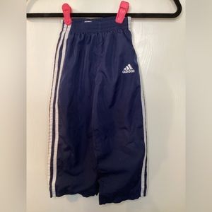 Adidas Navy Blue Toddler Windbreaker Pant With 3 White Stripes Size 3T New